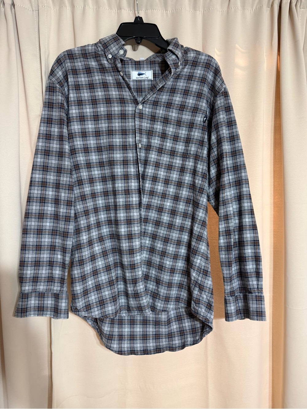 Southern lure Long-Sleeve Plaid Button-Up Shirt - Gray/Brown